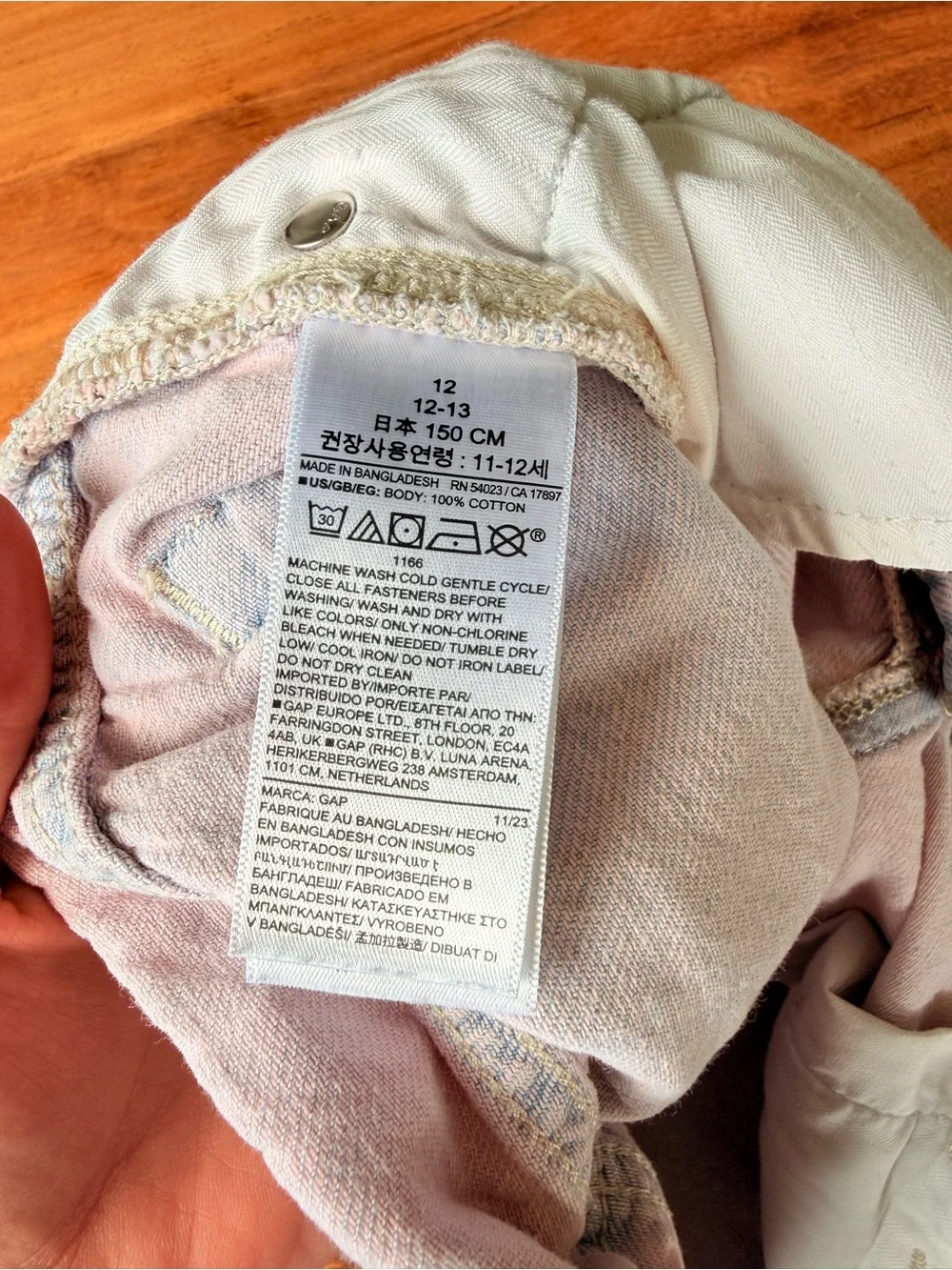 GAP Kids Girls Light Blue with Pink Wash Distressed Denim Cutoff Shorts size 12